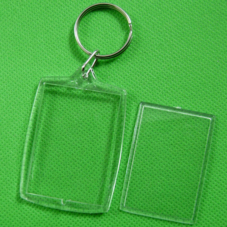 Plastic Keychain Empty Shell Blank Calligraphy Transparent Acrylic Keychain Creative Photo Frame with Logo Printable