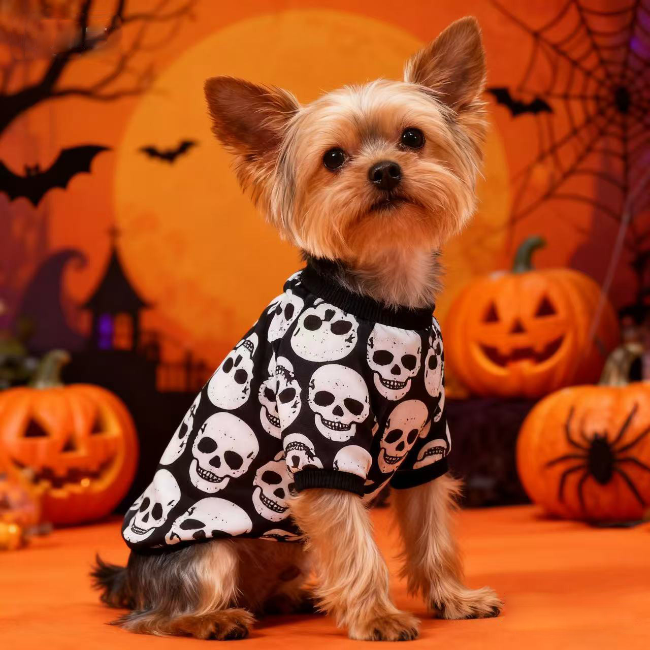 Cruz-frontera nueva ropa para perros chaleco para mascotas Halloween horror patrón ropa para perros gato ropa transpirable al por mayor