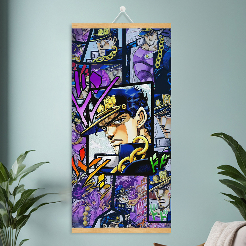 JOJOの奇妙な冒険空条承太郎diy周辺実木掛け画客間玄関電気時計箱装飾画|undefined