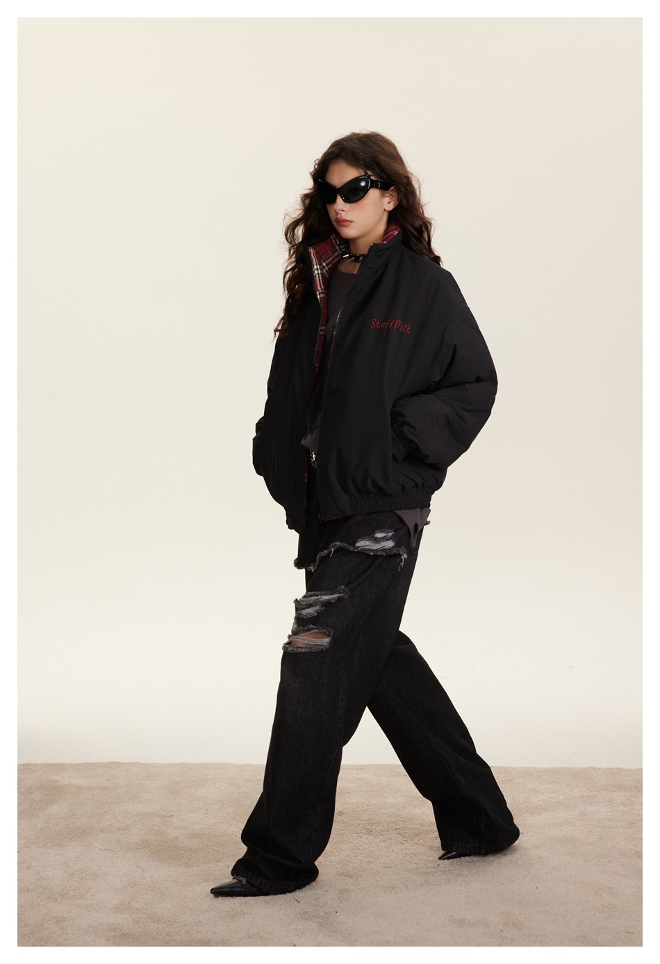 Herrenbekleidung Retro-Karierter Baumwollmantel Paar Wintermantel Männer und Frauen doppelseitiger Baumwollmantel mit Stehkragen_voghion.com