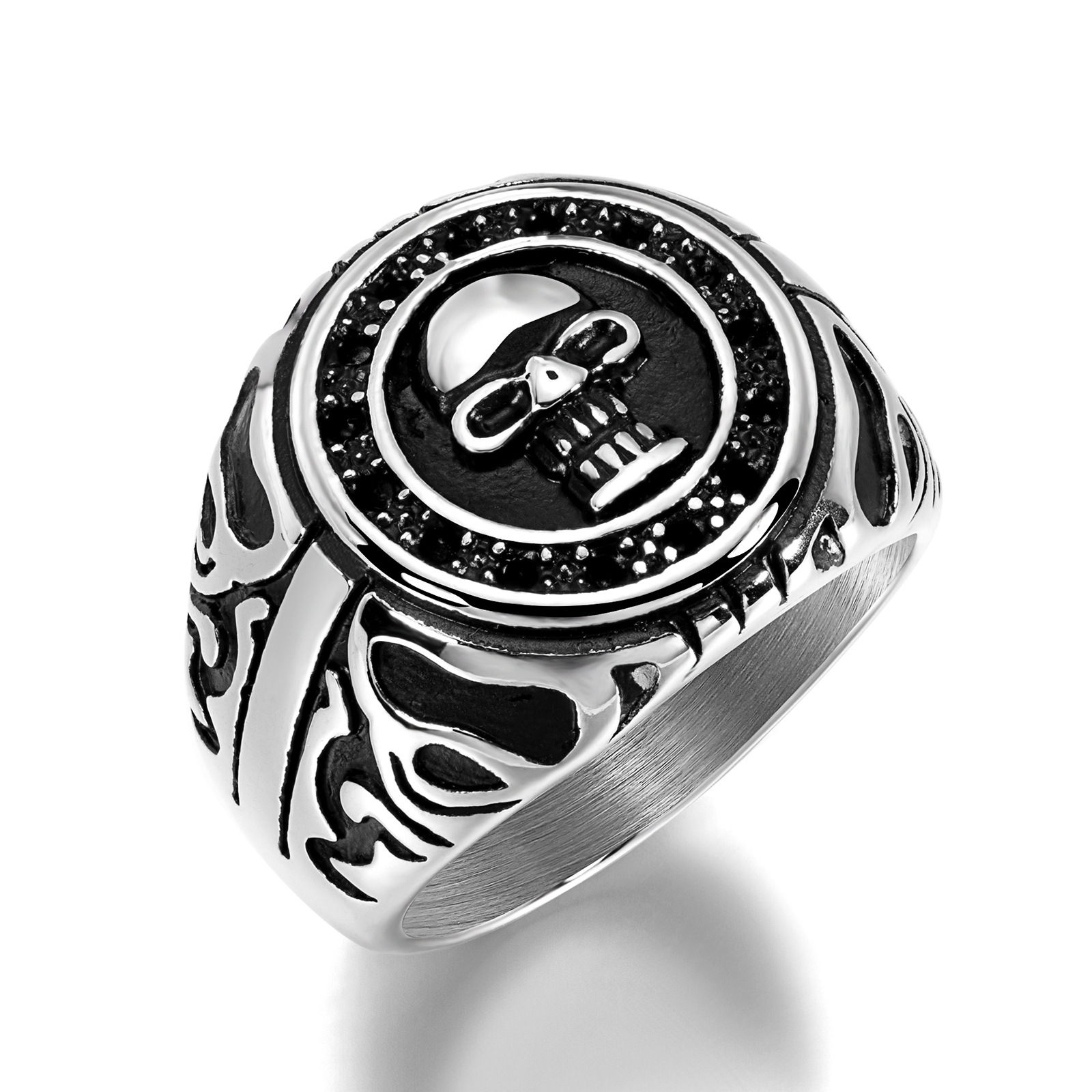 Stainless Steel Material Retro Punk Skull Stainless Steel Halloween Men's Rings