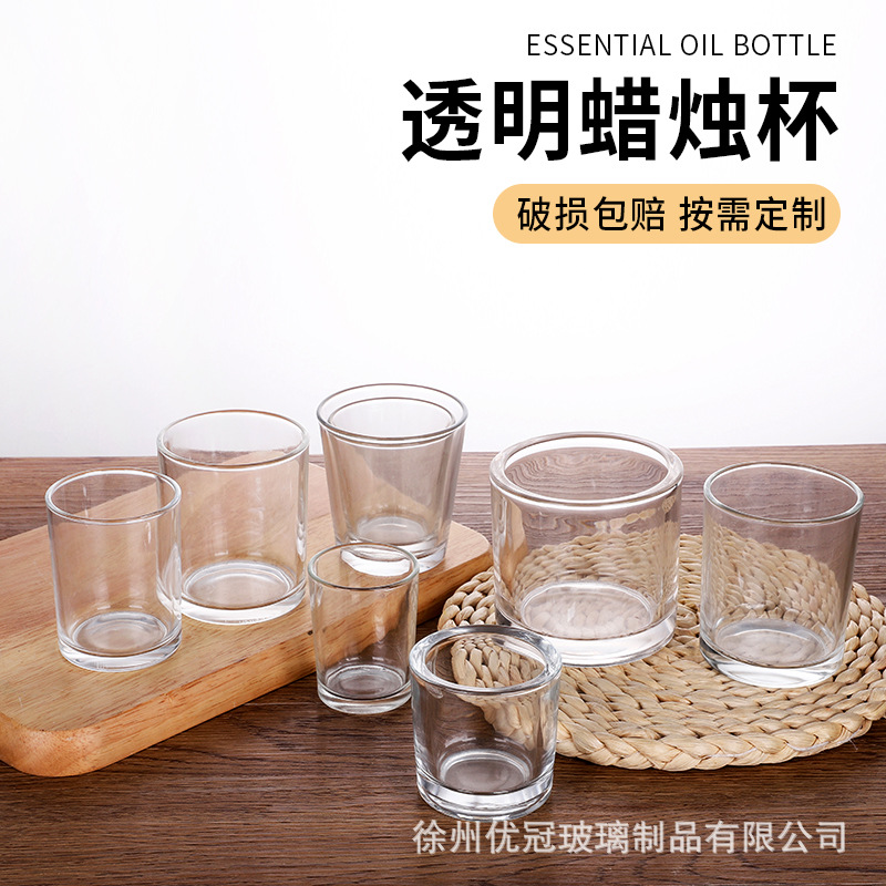 DIY de aromaterapia de vidrio transparente simple vela titular de la vela casera taza vela hogar contenedor de vidrio candelabro