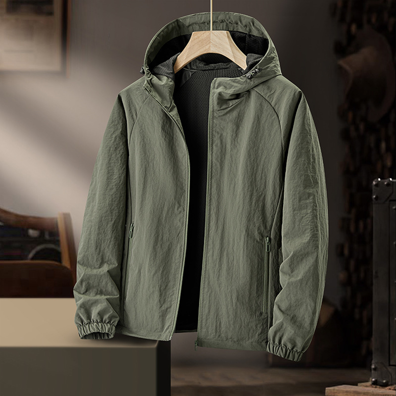 Sports Casual Jacket Men's Spring and Autumn Outdoor Thin Windproof Waterproof All-match Hooded Jacket for Middle-aged Men
