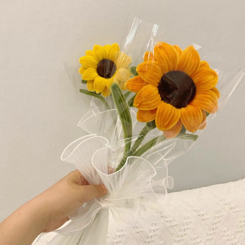 ひまわりの花束インスタイルツイストスティックニッチ素材パッケージでひまわりの手作りDIY大学入学試験と高校入学試験の応援ギフトを一気に獲得|undefined