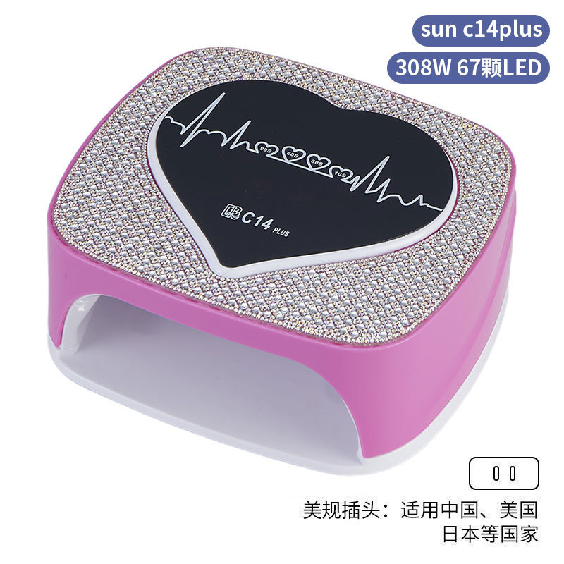 Lámpara de manicura inteligente de alta gama de luz de terapia de diamante 256W de alta potencia de pegamento de vinilo lámpara de horneado de dos manos secador de uñas transfronterizas