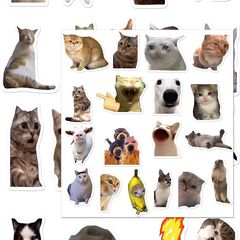 爆型猫memeシール砂彫刻お笑い抽象表情包ins風網紅趣味創意ノート貼り絵
