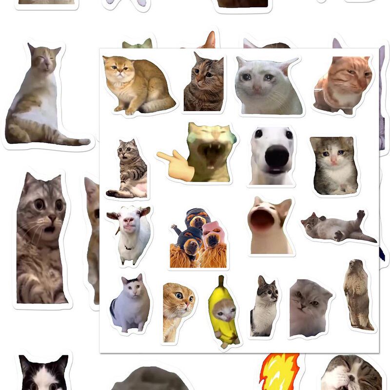 爆型猫memeシール砂彫刻お笑い抽象表情包ins風網紅趣味創意ノート貼り絵|undefined