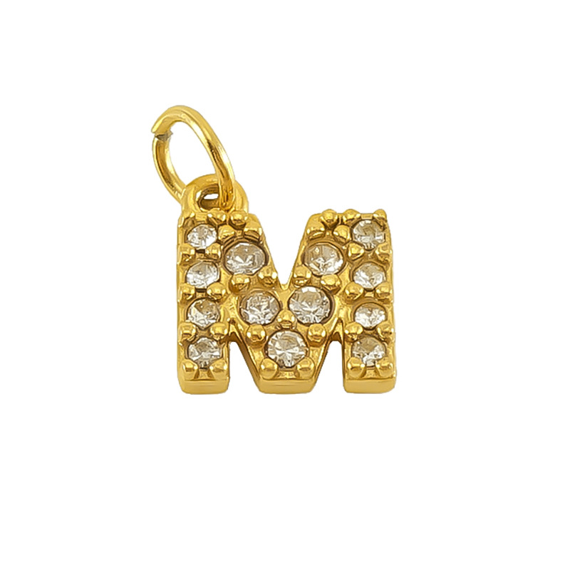 Nueva moda europea y americana de acero inoxidable con incrustaciones de diamantes 26 letras inglesas colgantes accesorios femeninos Advanced Advanced Mini letras joyas