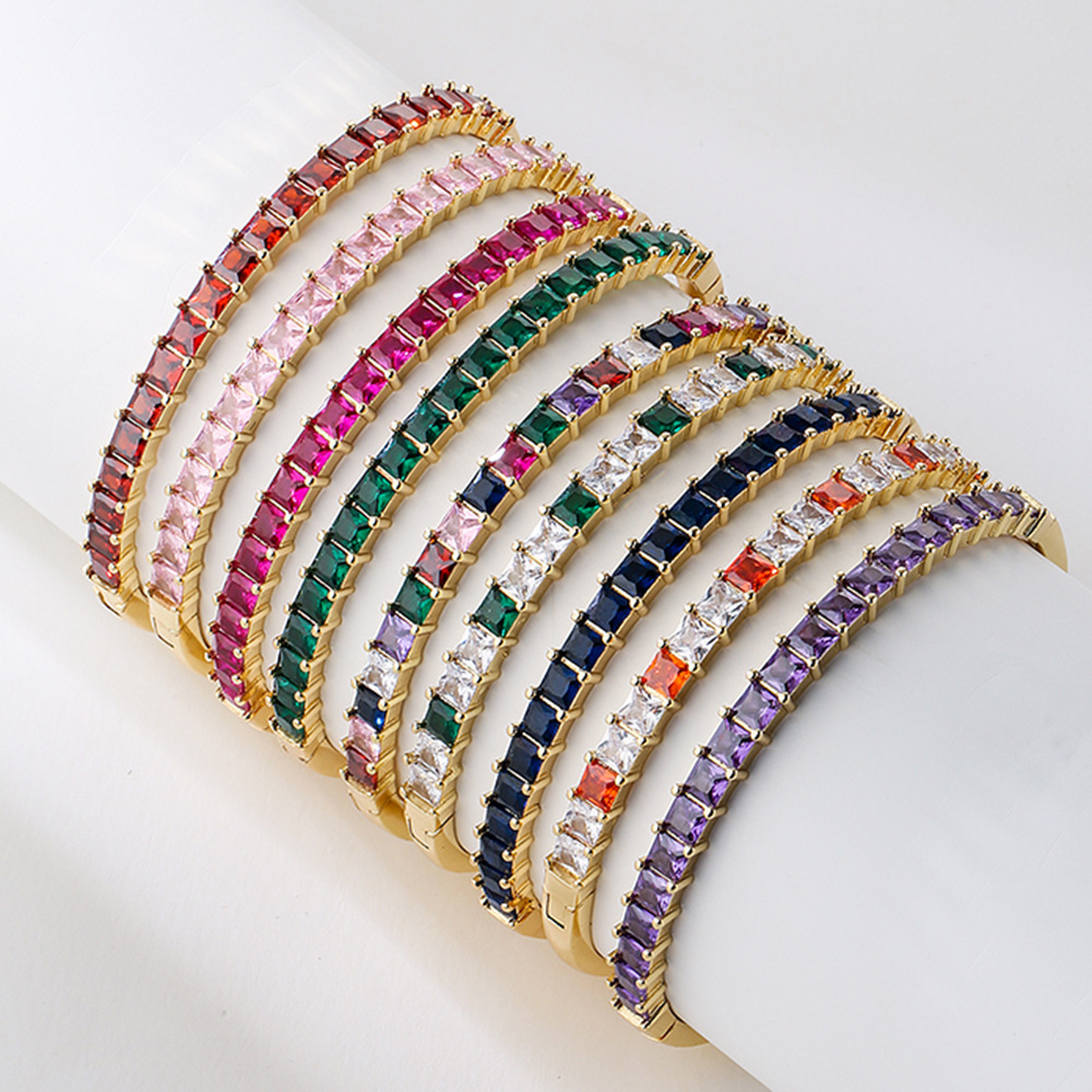 Fashion Geometric Copper Inlay Zircon Bangle 1 Piece