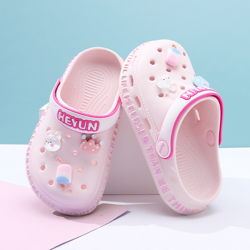 Sommerliche Clogs für Kinder, rutschfeste Hausschuhe mit weicher Sohle, Sandalen für ältere Mädchen und Babys, Strandschuhe für Mädchen_voghion.com