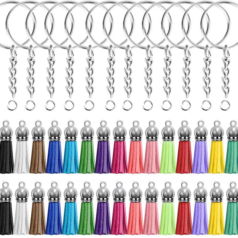 New Cross-Border Multi-Color Tassel Key Chain Embryo Couple Bag Car Pendant Key Ring Chain Set Wholesale