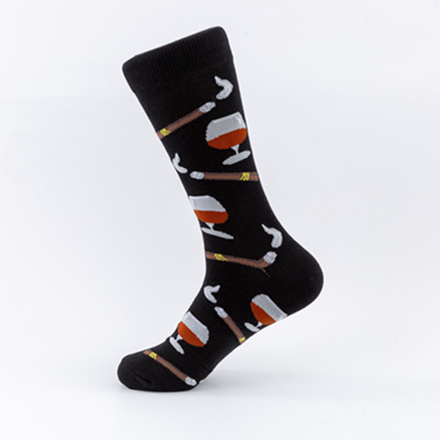 Novelty Men Cotton Funny Socks Harajuku Creative Book Beard Pattern Happy Socks Dress Wedding Casual Socks
