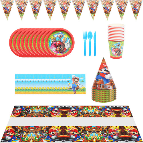 Mario Theme Party Set Mary Children's Birthday Decoration Disposable PARTY Paper Plate Paper Cup