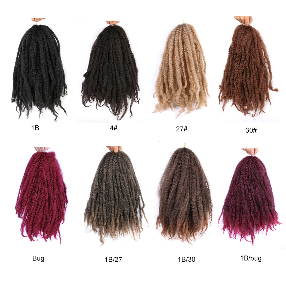 Marley braid Crochet hair curly de 18 pulgadas de fibra química oruga ganchillo cabello sucio trenza peluca