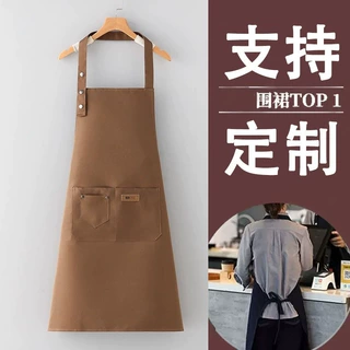 跨境可调节耐脏广告围裙挂脖围腰加厚定制logo印字工作服一件起批