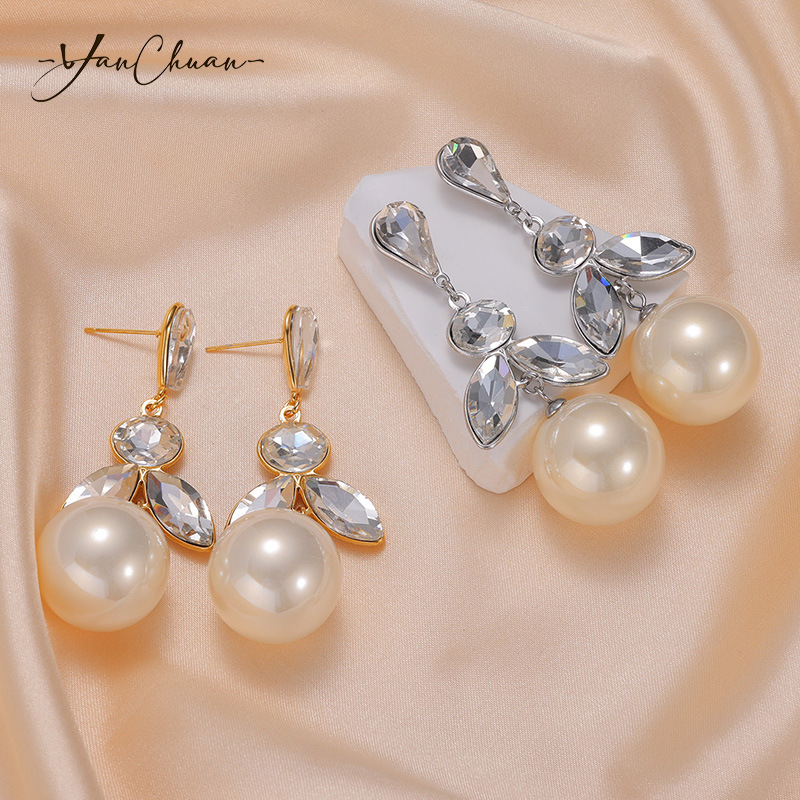 304 Stainless Steel Ear Needle Material 18K Real Gold Plated Plating Material 1 Pair Elegant Sweet Pearl 304 Stainless Steel Imitation Pearl Drop Earrings