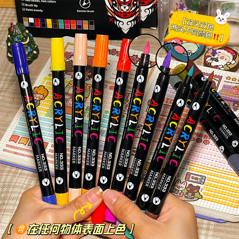 双頭 2 色アクリルマーカー 72 色ソフトヘッドペイントペンボディペイントセラミック落書きアートペン卸売|undefined