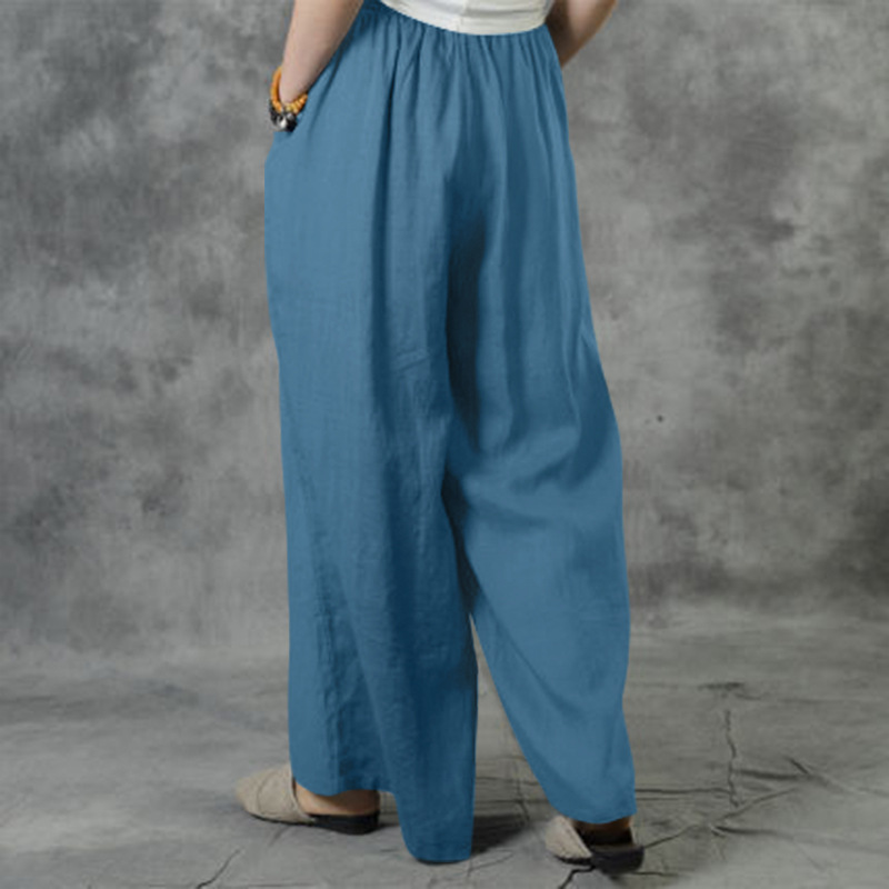 Plus Size High Waist Long Pants For Women Clothing Summer Solid Casual Wide Leg Trousers Fashion Korean Female Clothing_ecoleips.com