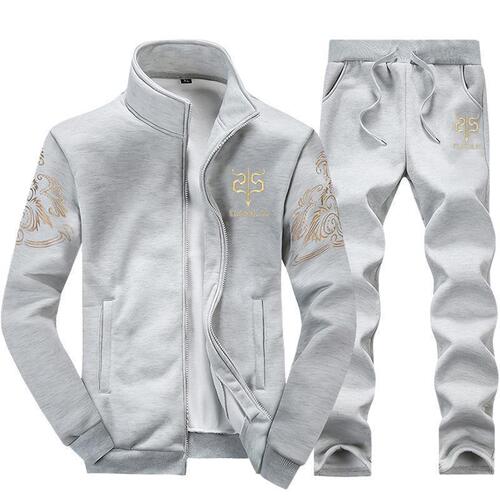 A men's spring and autumn casual pants set with a cardigan outerwear, suitable for middle-aged and young adults, styled as dad's sportswear.