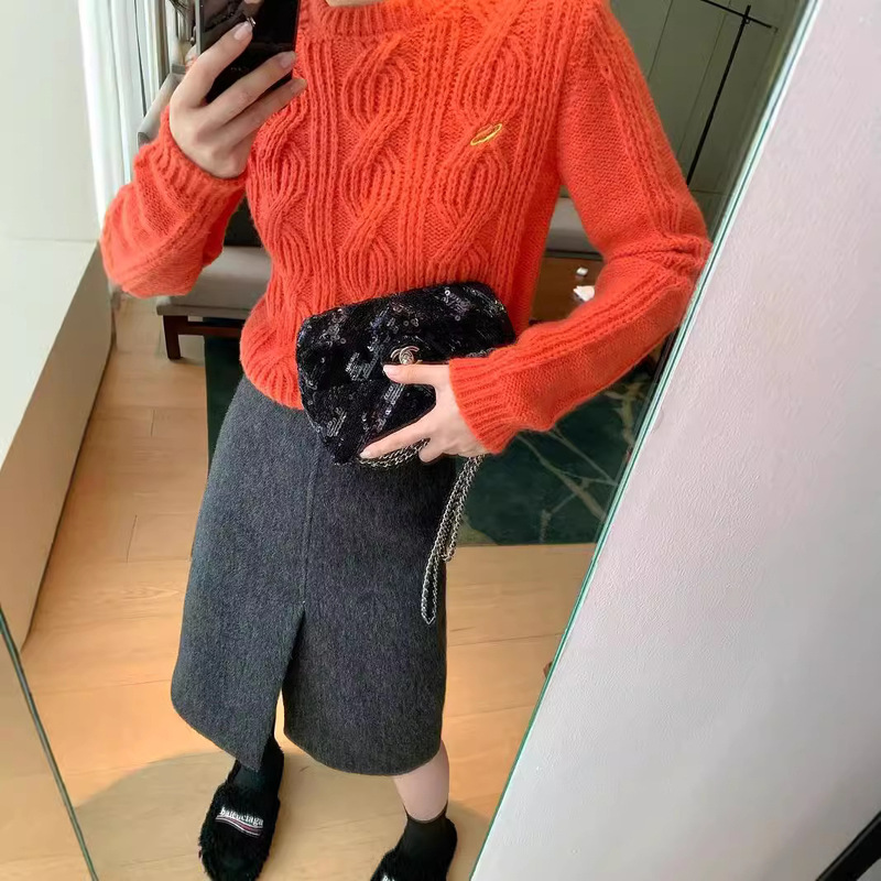 [in stock] VC giant soft fluffy planet sweater women's winter new round neck pullover long sleeve solid color top