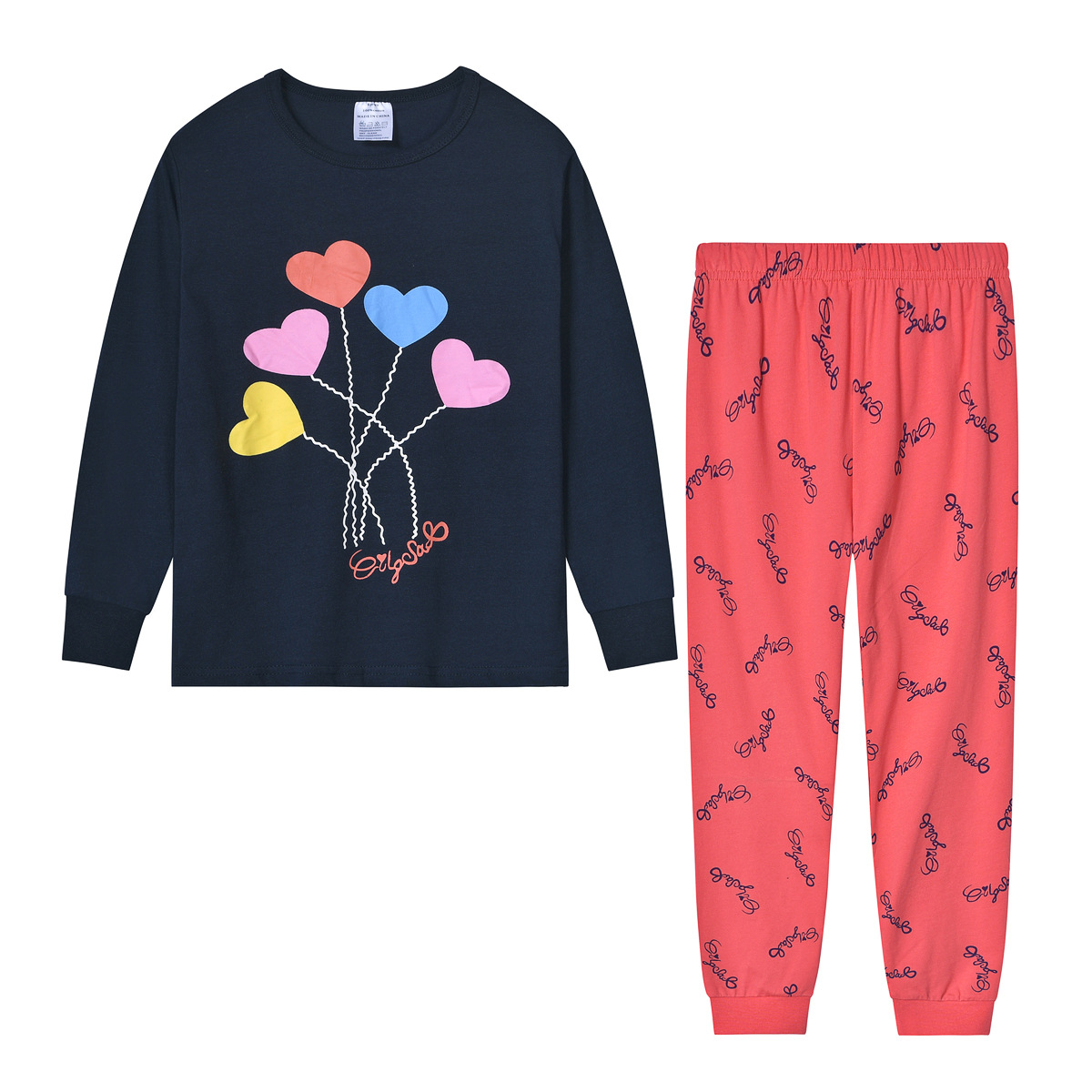 Pijamas para niños de dos piezas de estilo europeo y americano cuello redondo manga larga dibujos animados impreso ropa de aire acondicionado comercio exterior al por mayor ropa para niños grandes