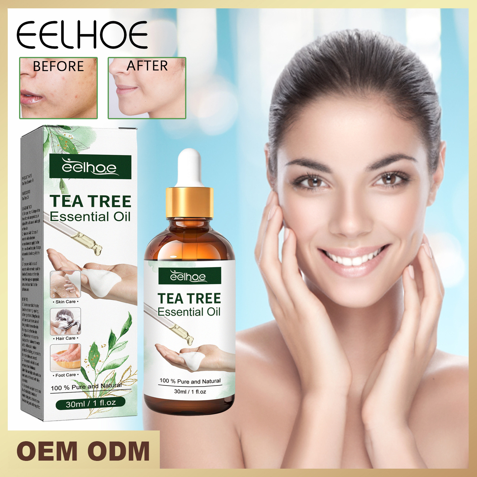 EELHOE Tea Tree Massage Essential Oil Repairing Hair Facial Moisturizing Skin essence_voghion.com