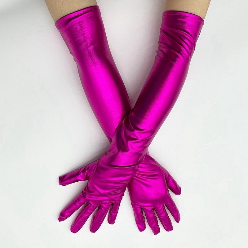 Europa y América sexy guantes de charol Cosplay apretado mano extendida brillante recubierto de cuero DS pole dance performance guantes