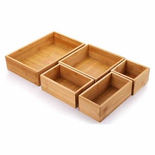 Drawer Without Cover Bamboo Wood Desktop Bathroom Countertop Finishing Box Cosmetics Finishing Storage Box