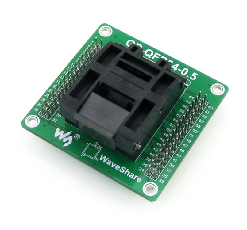 QFP64 TQFP64 IC51-0644-807 通用测试座 带排针微雪GP-QFP64-0.5