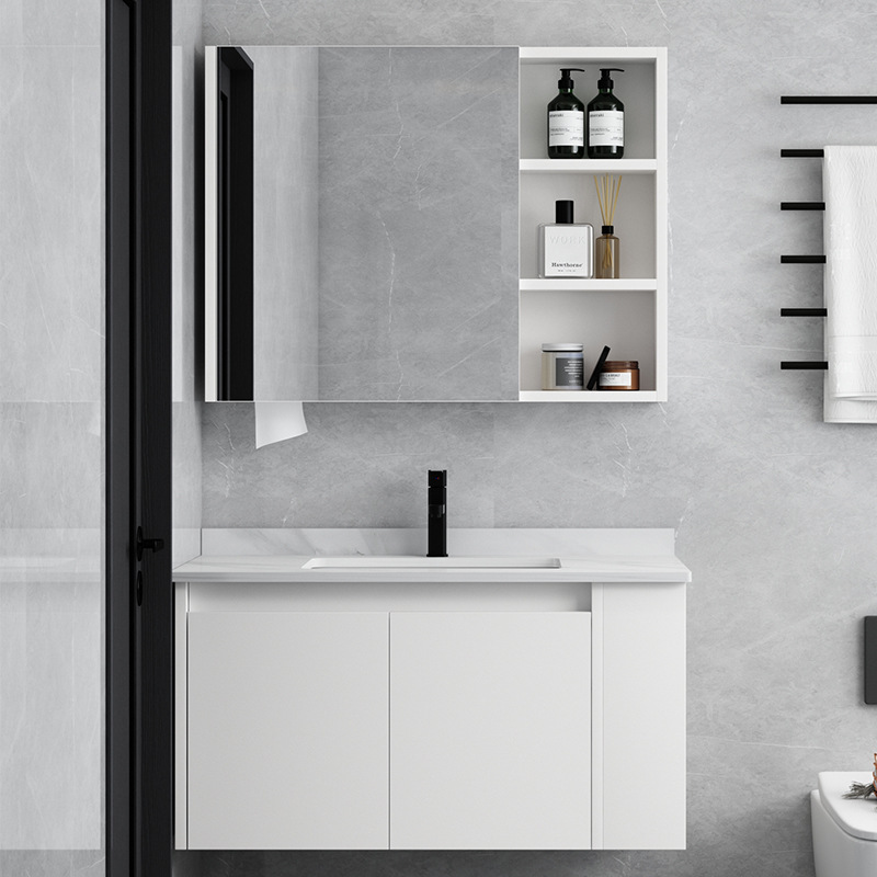 Combinación de gabinete de baño de madera maciza moderno baño minimalista lavabo lateral gabinete de inodoro de almacenamiento