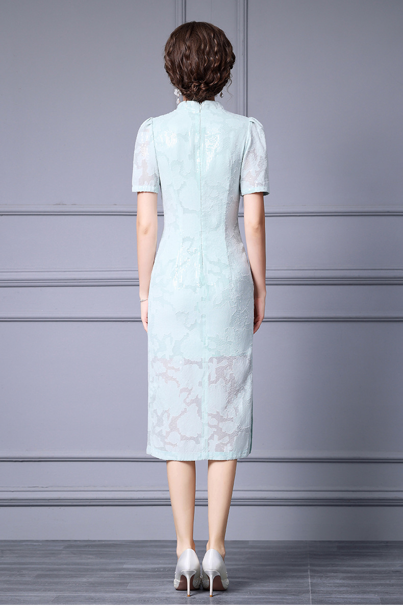 Abito cheongsam slim con perline stile cinese per donna_voghion.com