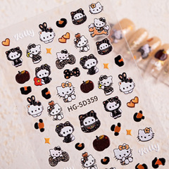 黑皮KT猫美甲贴纸5D浮雕立体豹纹hellokitty猫指甲贴纸饰品 HG款