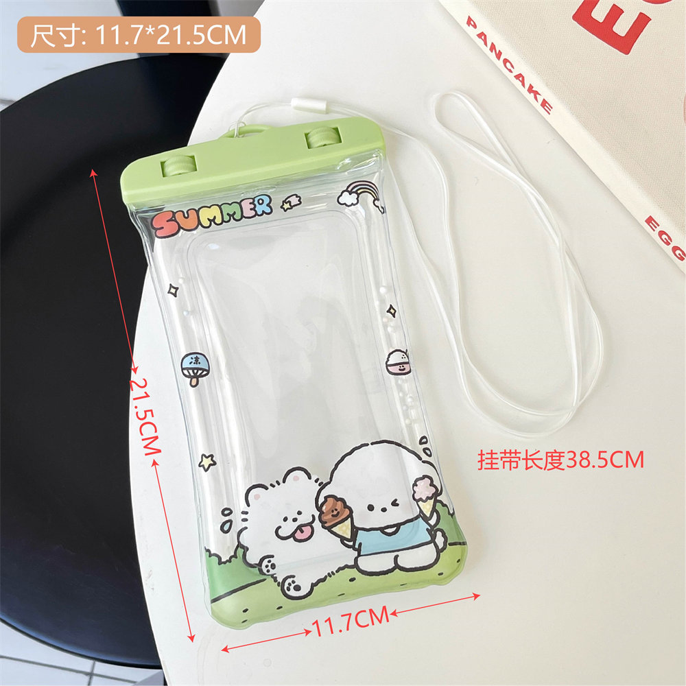 Teléfono móvil de plástico de verano lindo de dibujos animados bolsa impermeable bolsa de arena movediza bolsa a prueba de golpes bolsa colgante de teléfono móvil de natación