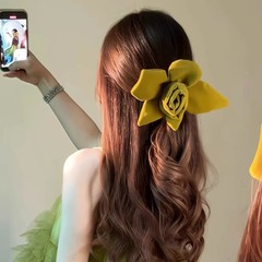 立体丝绒花朵大肠发圈女2025新款氛围感扎头发绳丸子头橡皮筋发饰