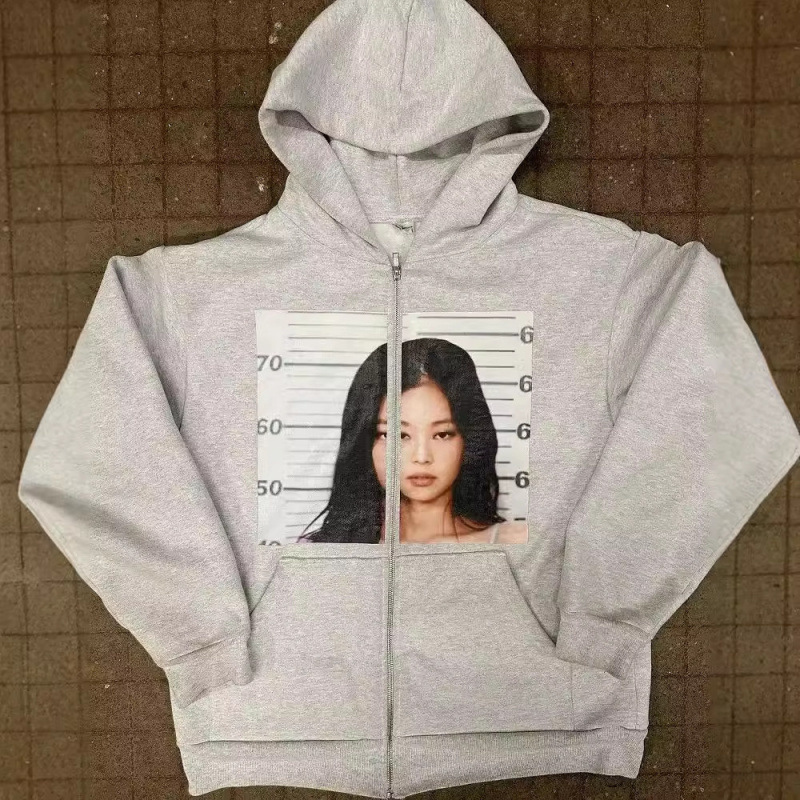 Y2K Street Print Zip-Up Hoodie – Unisex Oversized Fleece Pullover With Graphic Design, Retro Casual Wear For Men & Women_viptrois.com