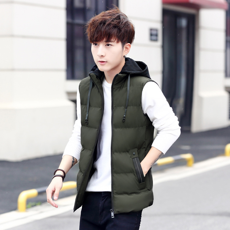 Chaleco de los hombres Otoño e Invierno engrosada moda personalizada estilo coreano chaleco caliente chaleco abajo chaqueta casual chaqueta