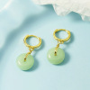 Protective amulet, buckle jade, retro earrings, elegant advanced accessory, high-quality style