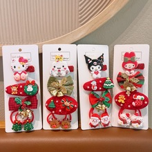 圣诞节儿童发夹毛绒发卡可爱刘海侧边夹圣诞老人鸭嘴夹小女孩发饰