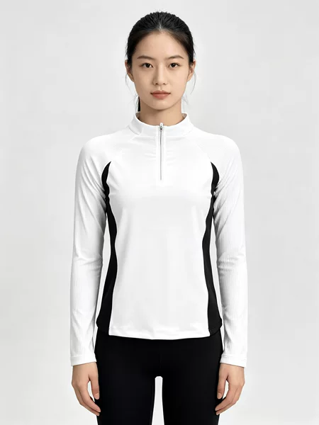 DiJia women's half-high collar raglan sleeve half-zip long-sleeve patchwork sports casual training daily long-sleeve sweatshirt for women