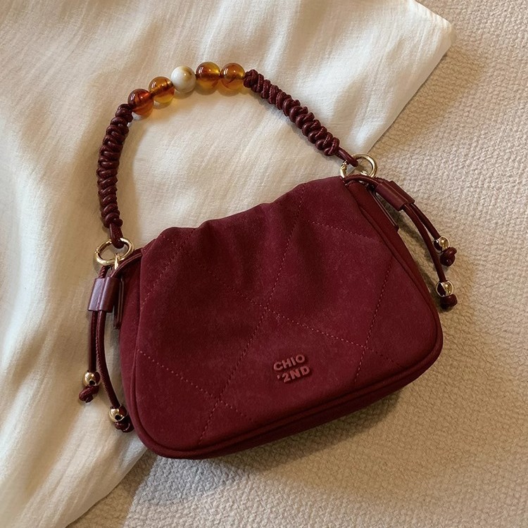 Southern Wind chio2nd Cloud Velvet Amber Cloud Bag mujer 2024 nuevo bolso de boda rojo con un solo hombro en otoño e invierno