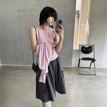 玟森online 十三行全羊毛圆领针织衫女装显瘦气质无袖背心女9151
