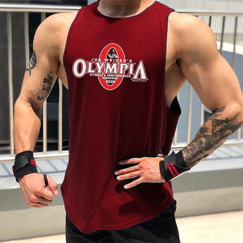 Nuevos deportes Chaleco de los hombres camiseta fitness músculo hierro americano estiramiento puro sin mangas cuello redondo