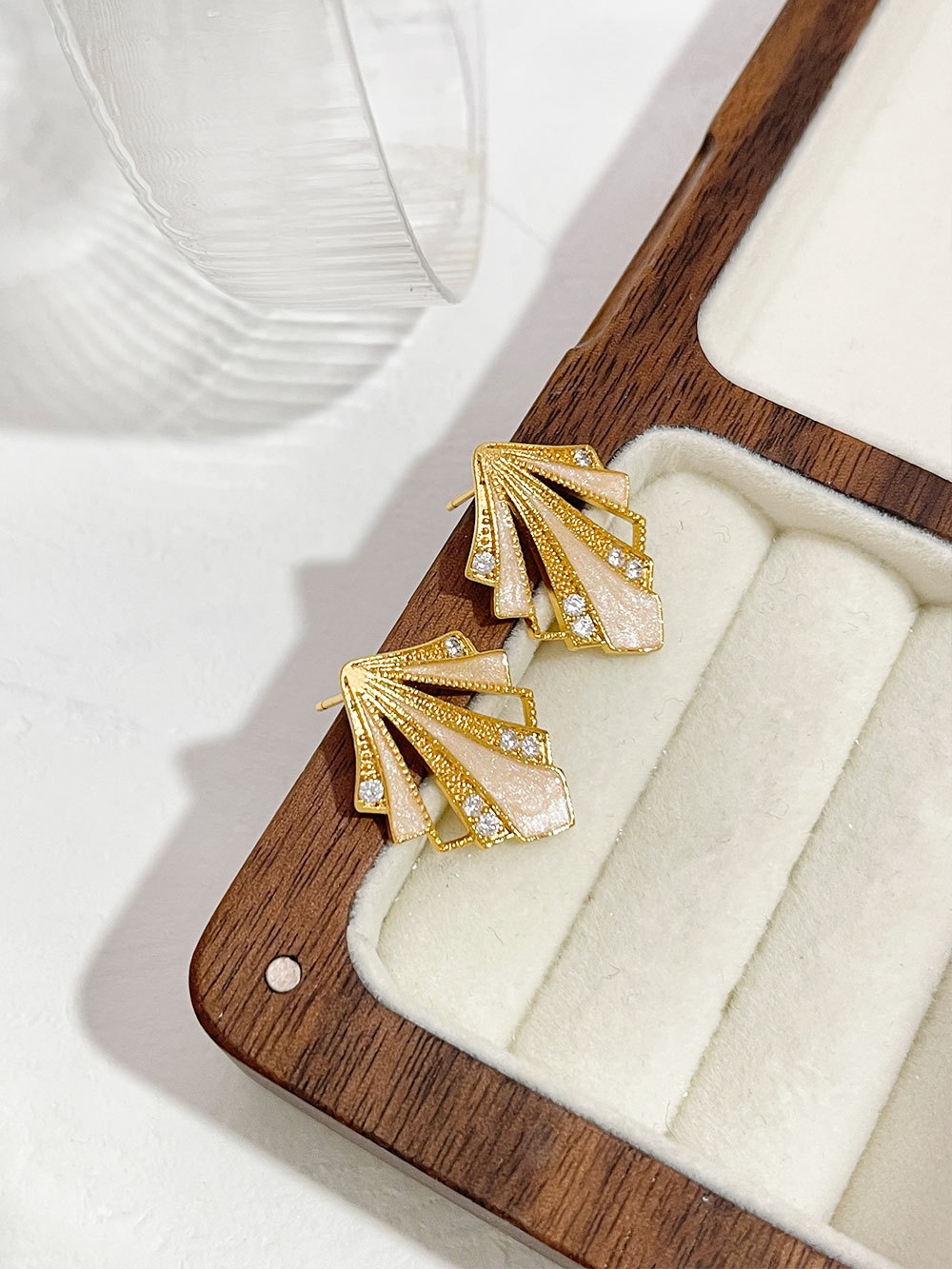 Simple Style Color Block Copper Enamel Plating Inlay Zircon Ear Studs 1 Pair