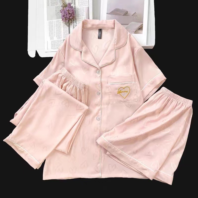 [가슴패드 포함 3종세트] 핑크 러브 자수