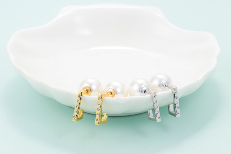 Wedding, Travel Occasion Copper Material Personality Diamond Irregular Surface Pearl Zircon Earrings