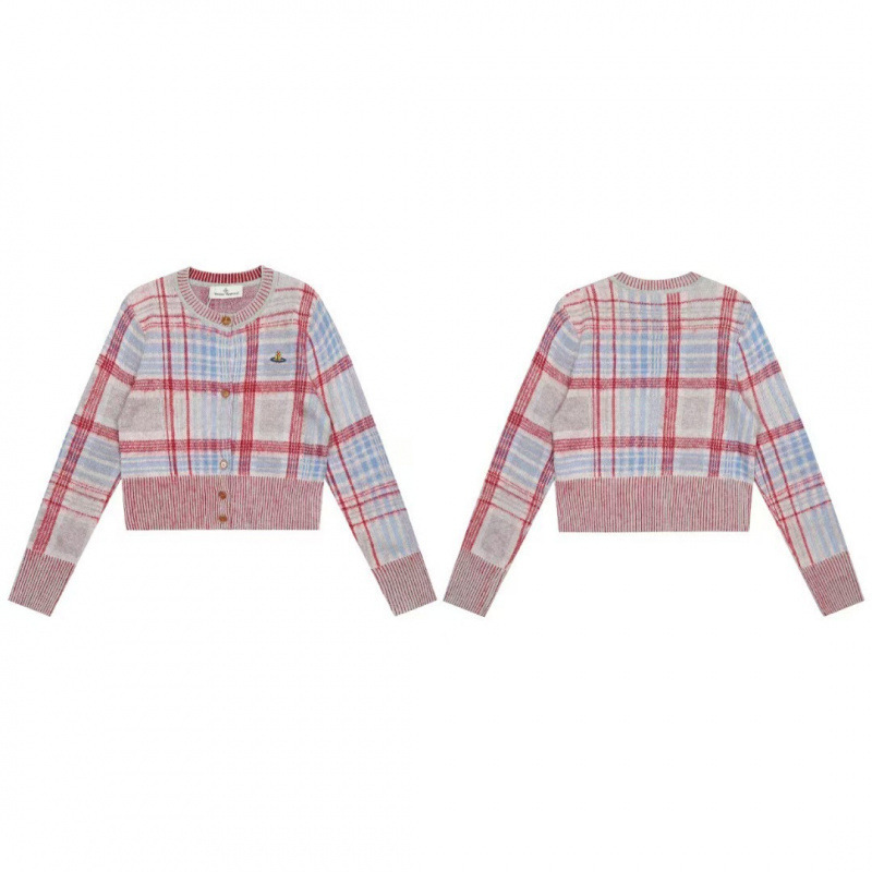 2025 New Model Vivi Empress Vivienne Westwood Saturn Heart Plaid Woven Bag Color-Matched Knitted Cardigan Sweater Wool 2025 New Model Vivi Empress Vivienne Westwood Saturn Heart Plaid Woven Bag Color-Matched Knitted Cardigan Sweater Wool