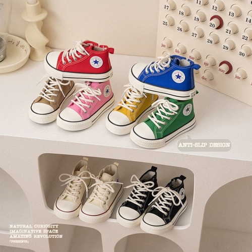 TheCBC【Daily Classics】Children's Canvas Shoes Spring and Autumn New Boys and Girls High Top Side Zipper Sneakers 23103