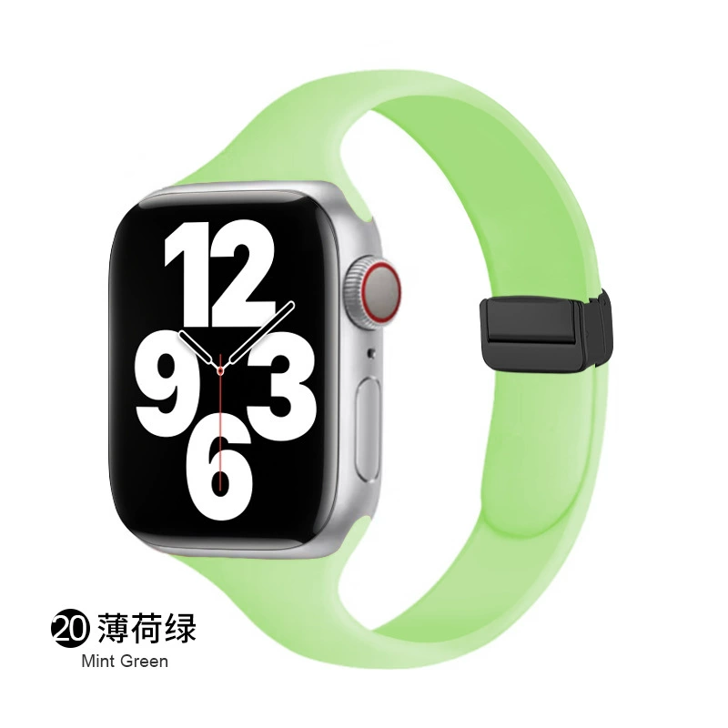 Совместимый ремешок Apple Watch всей линейки, можно использовать 14 мм магнитную складную застежку, силиконовый ремешок для маленькой талии Apple