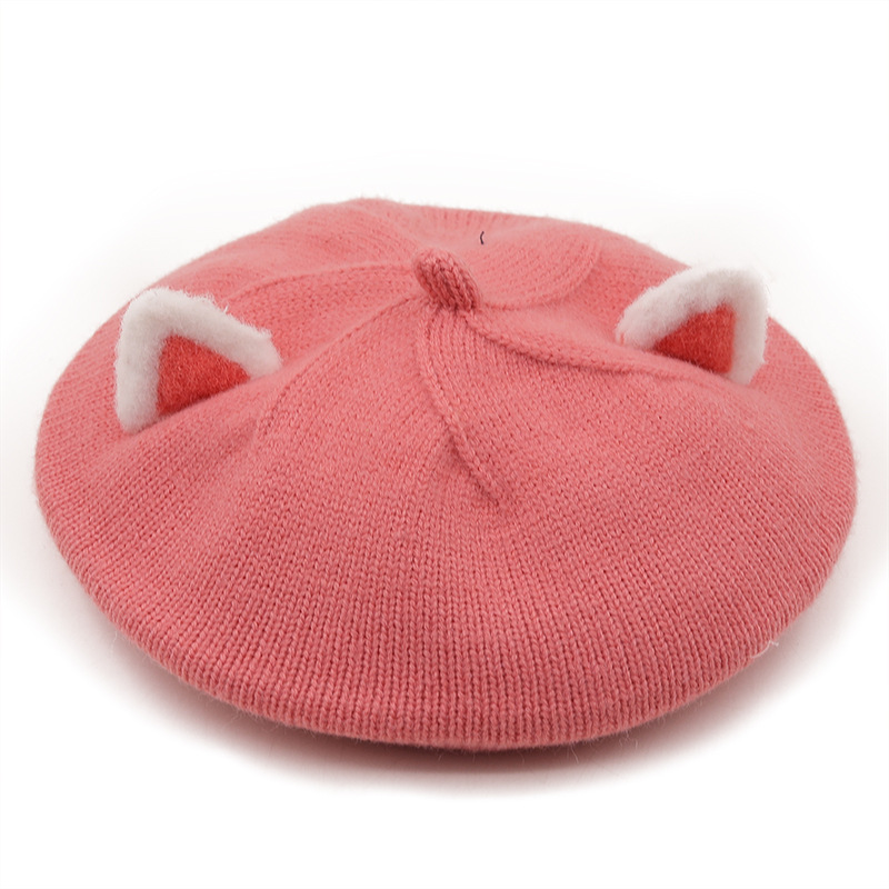 Korean Cat Ears Solid Color Children's Beret Wholesale Nihaojewelry display picture 12