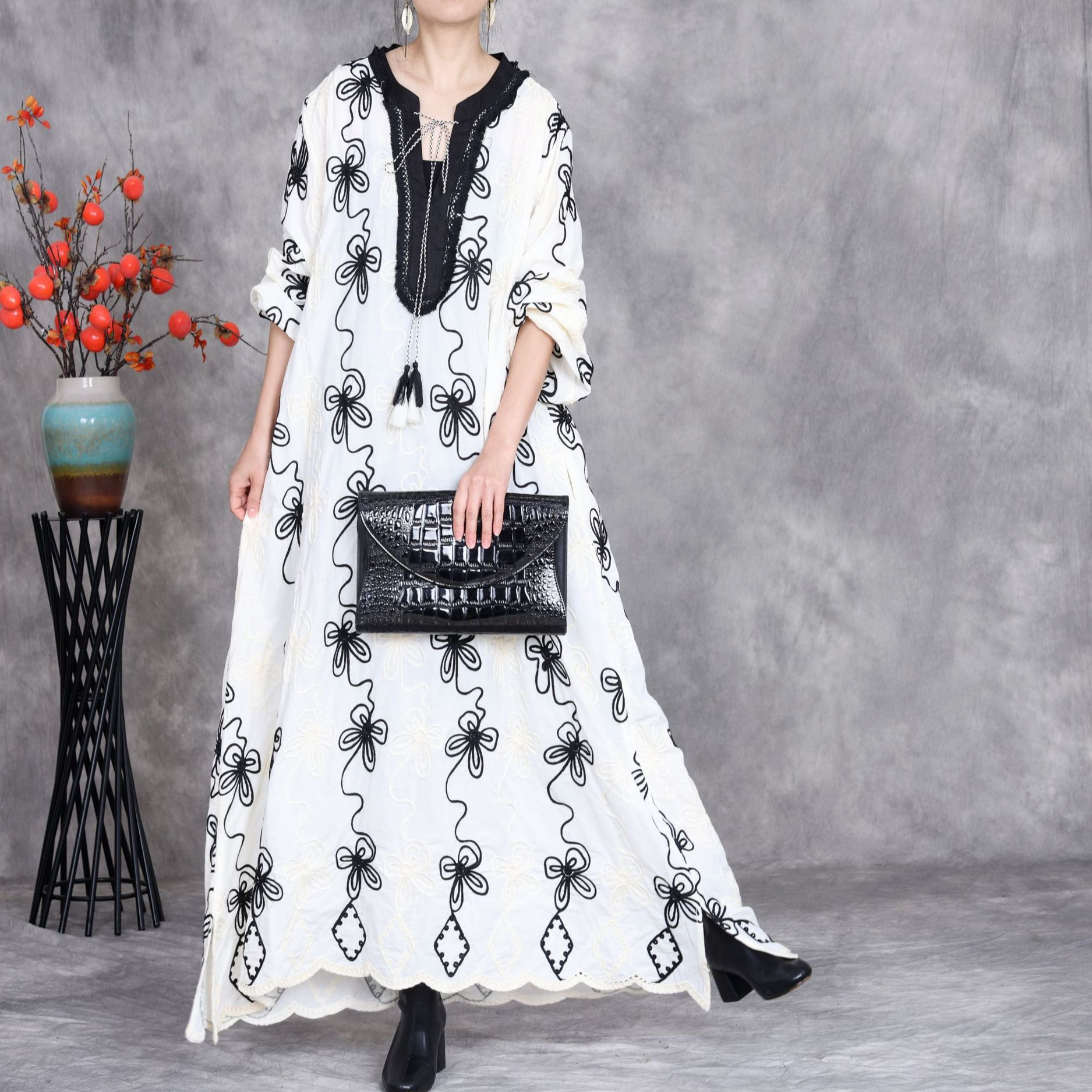 women cotton embroidered dress Scully HC931-LBL Womens Floral Embroidered Dress Light Blue main image 0